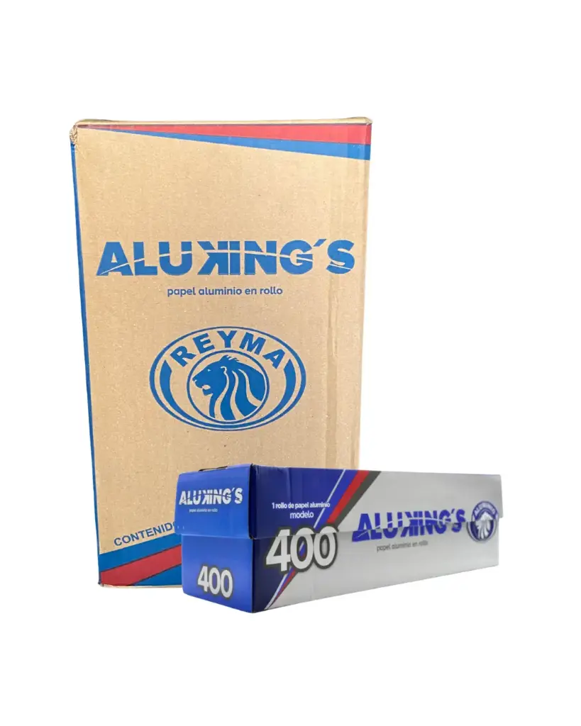 [ALKMOD400 CAJA-R1M7S2] ROLLO DE PAPEL ALUMINIO MODELO 400 ALUKING´S 90 METROS DE LARGO / 30 CM DE ANCHO / ESPESOR 20 MICRAS  1 CAJA / 4 ROLLOS