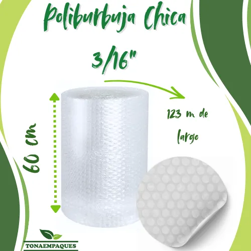 [BURBUJA316X60X123] Poliburbuja chica 3/16" 60 cm de ancho x 123 metros de largo Marca: Burbutek