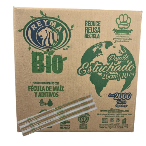 [POGES26BIO-R1M3S1] POPOTE BIODEGRADABLE GRANEL ESTUCHADO 26 CM 1 CJ/2000 PZAS