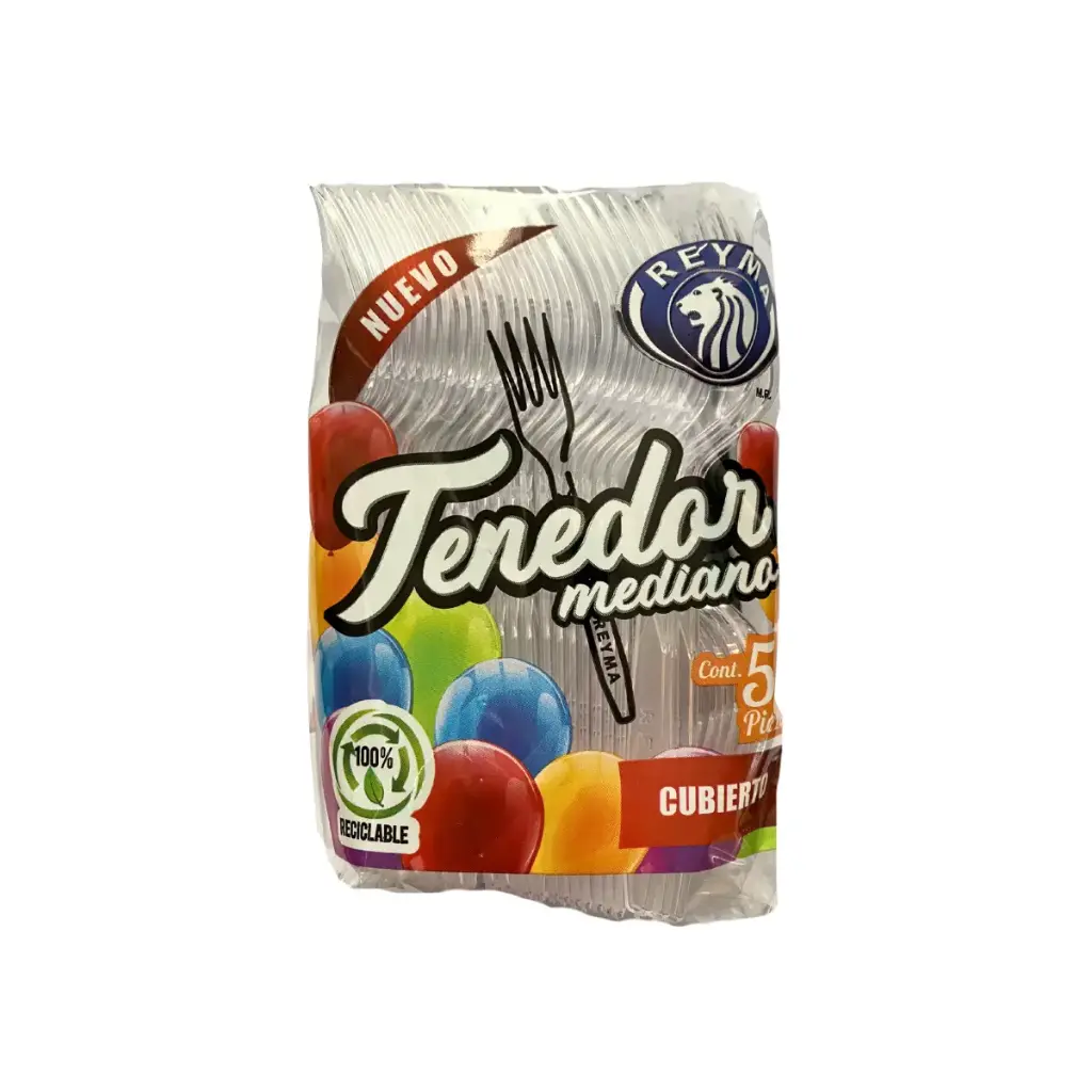 [CTM50TR-R1M2S0] TENEDOR MEDIANO 1 PAQ/50 PZAS TRANSPARENTE