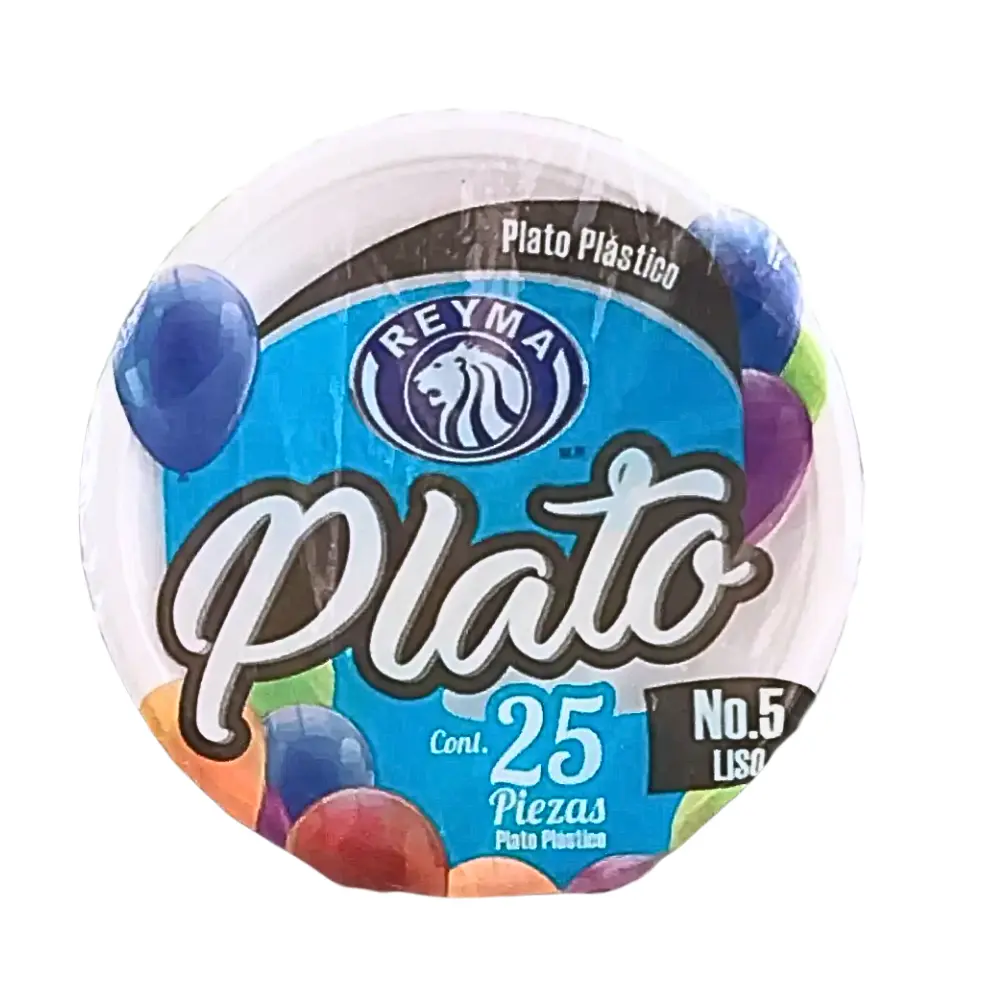 [PP5L - R0M0S0] PLATO PLÁSTICO NO.5 LISO REYMA PAQUETE 25 PZAS