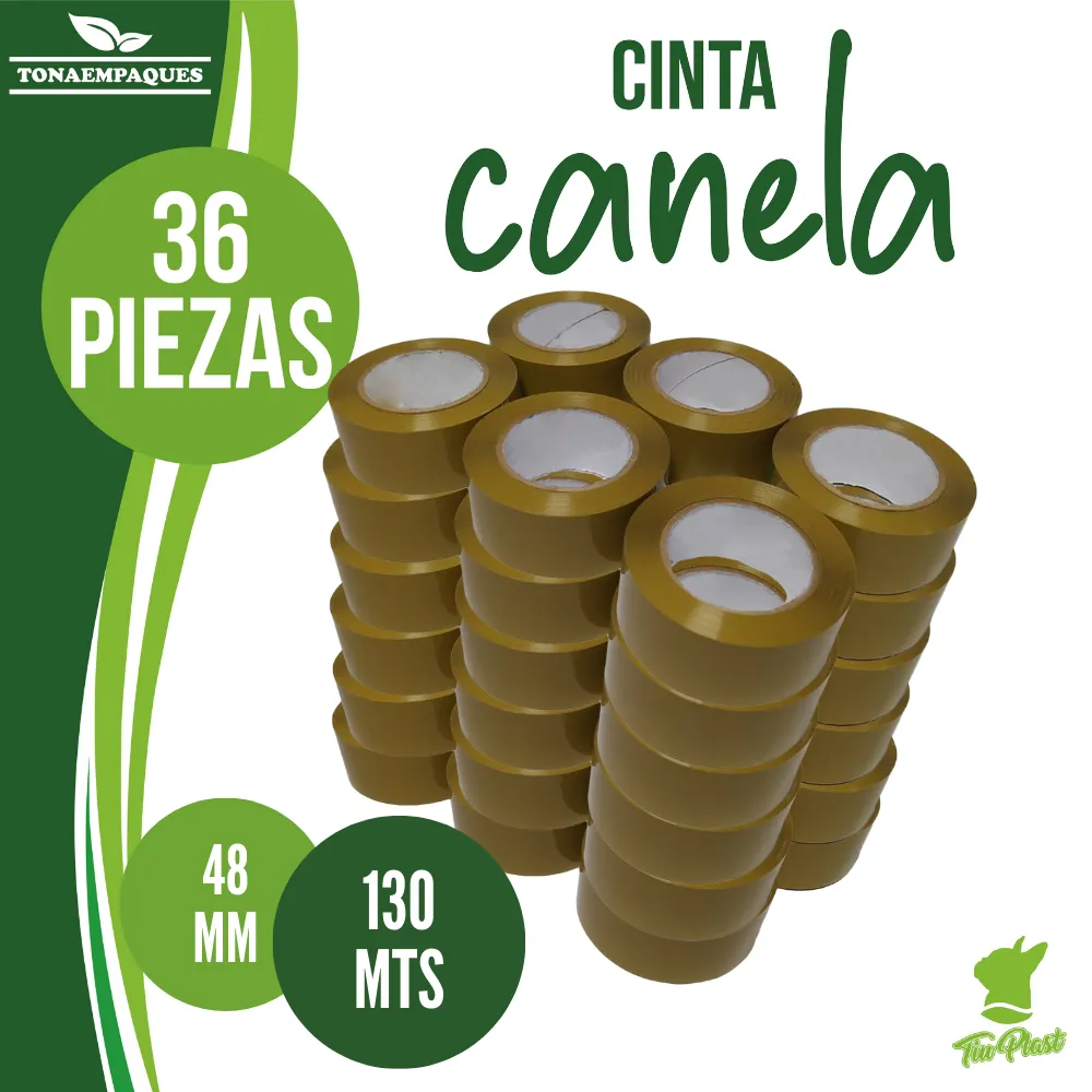 [CC48X130X36] Cinta adhesiva canela 48 mm x 130 metros TiuPlast / Caja 36 piezas