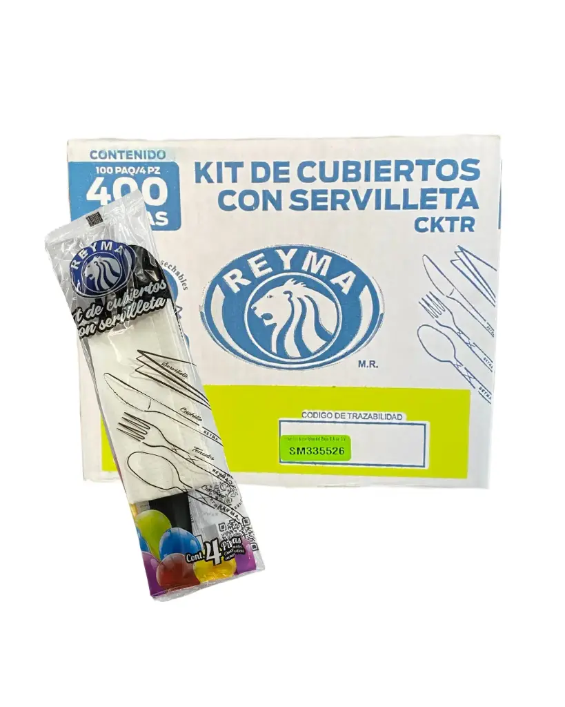 [CKGSNE CAJA-R1M4S0] KIT DE CUBIERTOS GRANDE NEGRO (CCG, CTG, CCH) Y SERVILLETA, 100 PAQ