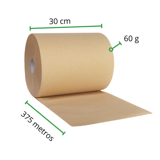 [PK30X60-R2M4S1] Papel Kraft rollo 30 cm de ancho x 375 metros de largo x Cal 60 g - Peso 8 Kg