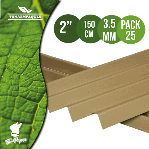 [EC2X2X150X140] Esquinero de carton 2" x 150 cm de largo - Cal 140 / 3.5 mm Paq 25 piezas