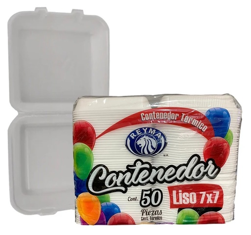 [CN7X7L4P-R1AM2S2] CONTENEDOR TERMICO 7X7 LISO REYMA 1 PAQ/50 PZAS