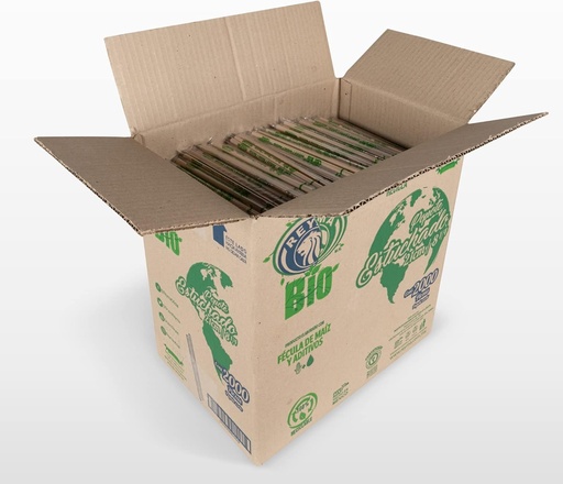 [POGES21BIO-R1M3S3] POPOTE BIODEGRADABLE GRANEL ESTUCHADO 21 CM 1 CJ/2000 PZAS