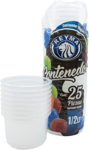 [ENV1/2LTR-R6M3S0] ENVASE POLIPRO 1/2 LITRO REYMA 1 PAQ / 25 PZAS