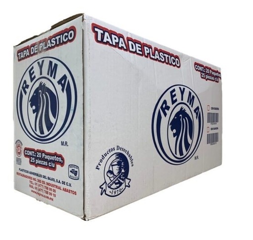 [TR CAJA-R5M2S1] TAPA LISA PARA ENVASES REYMA 20 PAQ / 25 PIEZAS