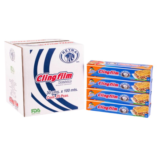 [CFD30C10M0100PBN1 CAJA-R4M3S2] CLINGFILM DOMESTICO REYMA 30 CM X 100 METROS CAL 10 25 ROLLITOS