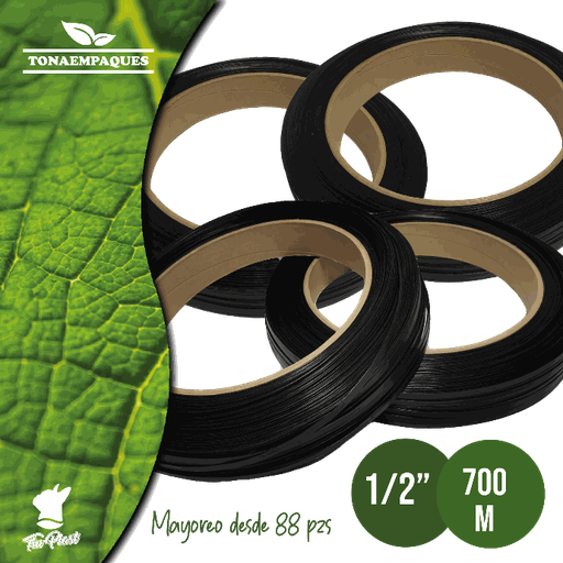 Fleje de polipropileno de 1/2" de ancho x 700 m de largo (MAYOREO DESDE 88 PIEZAS)