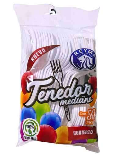 [CTM50BC-R1M1S4] TENEDOR MEDIANO 1 PQ/50 PZ BLANCO