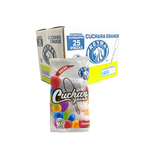[CCG25TR CAJA-R1M2S2] CUCHARA GRANDE 20 PAQ / 25 PZAS TRANSPARENTE