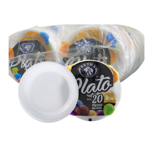 [PT8L COLCHON-R2M1S3] PLATO TERMICO 8 LISO REYMA 25 PAQ/20 PZAS 