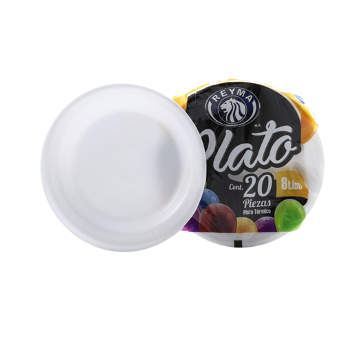 [PT8L-R2M1S3] PLATO TERMICO 8 LISO REYMA 1 PAQ/20 PZAS  