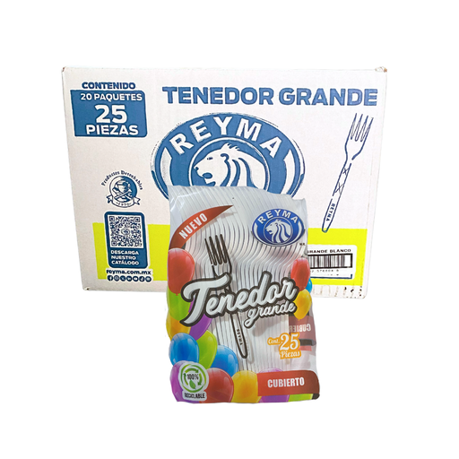[CTG25BC CAJA-R1M1S4] TENEDOR GRANDE 20 PAQ/25 PZAS BLANCO 