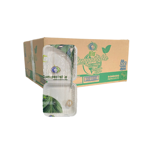 [CNCP8X8L CAJA] CONTENEDOR COMPOSTABLE 8X8 LISO REYMA 8 PAQ/25 PZAS