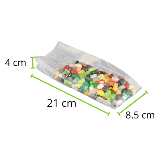 [BPF8.5+4X21C30-] BOLSA POLIPROPILENO FUELLE 8.5+4X21 CALIBRE 30 PAQUETE 50 PZAS