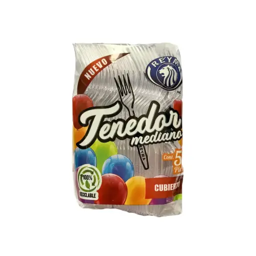 [CTM50TR-R1M2S0] TENEDOR MEDIANO 1 PAQ/50 PZAS TRANSPARENTE