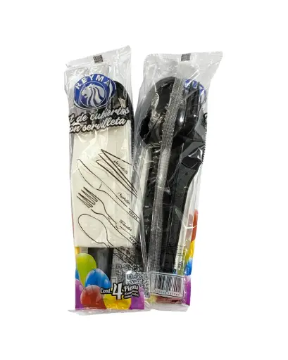 [CKGSNE-R1M4S0] KIT DE CUBIERTOS GRANDE NEGRO (CCG, CTG, CCH) Y SERVILLETA, 1 PAQUETE