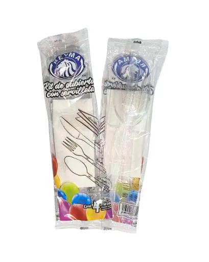 [CKGSTR-R1M4S0] KIT DE CUBIERTOS GRANDE TRANSPARENTE (CCG, CTG, CCH) Y SERVILLETA, 1 PAQUETE